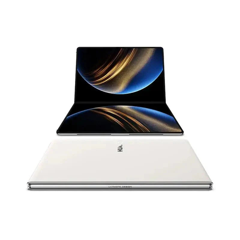 Notebook flexible con pantalla OLED grande en posición abierta y cerrada